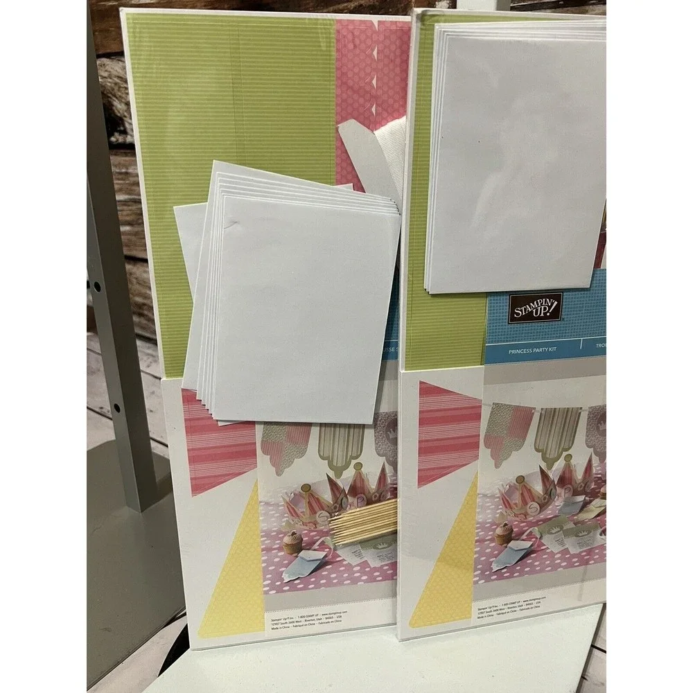 (2) Stampin' Up Princess Party Kit Invitations Decorations Crown Tiara Crafts